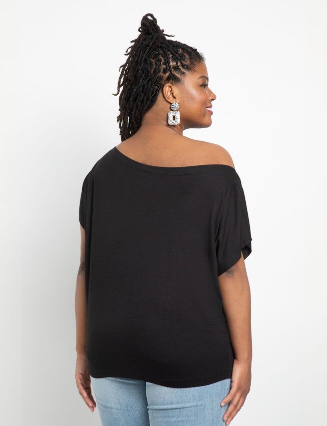 One Shoulder Top, BLACK, on-hover image number null
