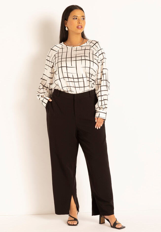 Ankle Slit Soft Blend Trouser, , on-hover image number null