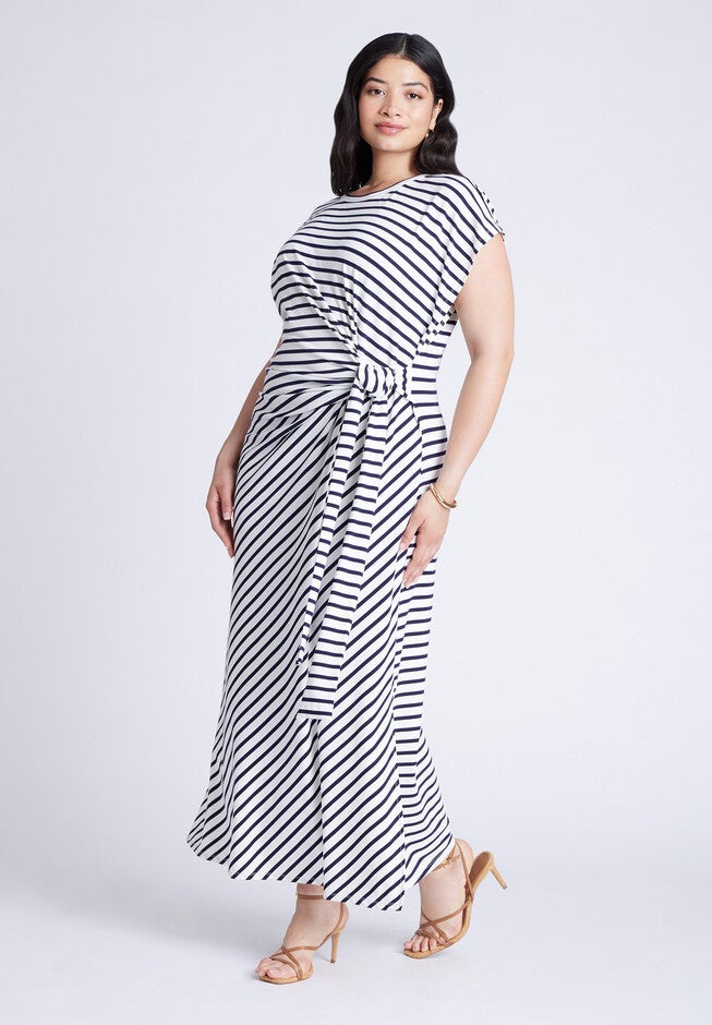 Easy Tee Dress, NAVY CREAM STRIPE, on-hover image number null