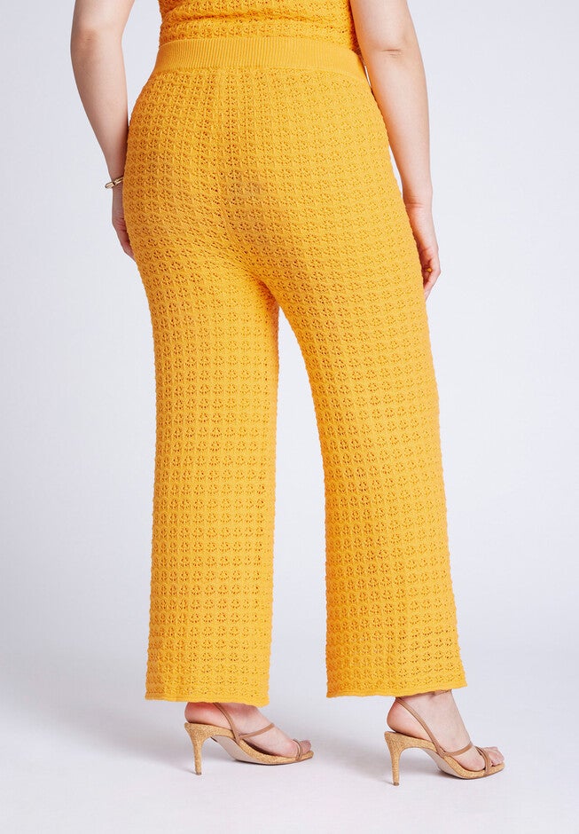 Crochet Knit Pant, RADIANT YELLOW, alternate image number null