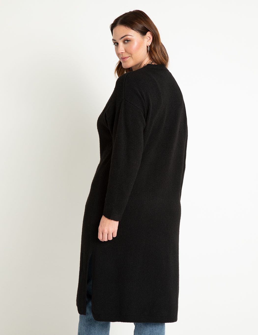 Black duster sweater plus size sale