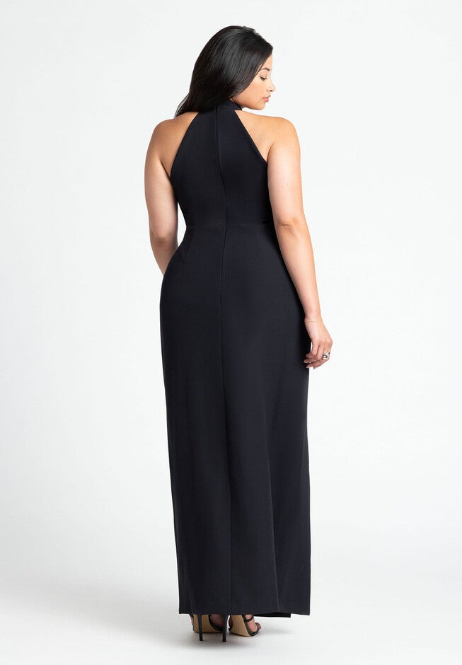 High Neck Column Gown, BLACK ONYX, on-hover image number null
