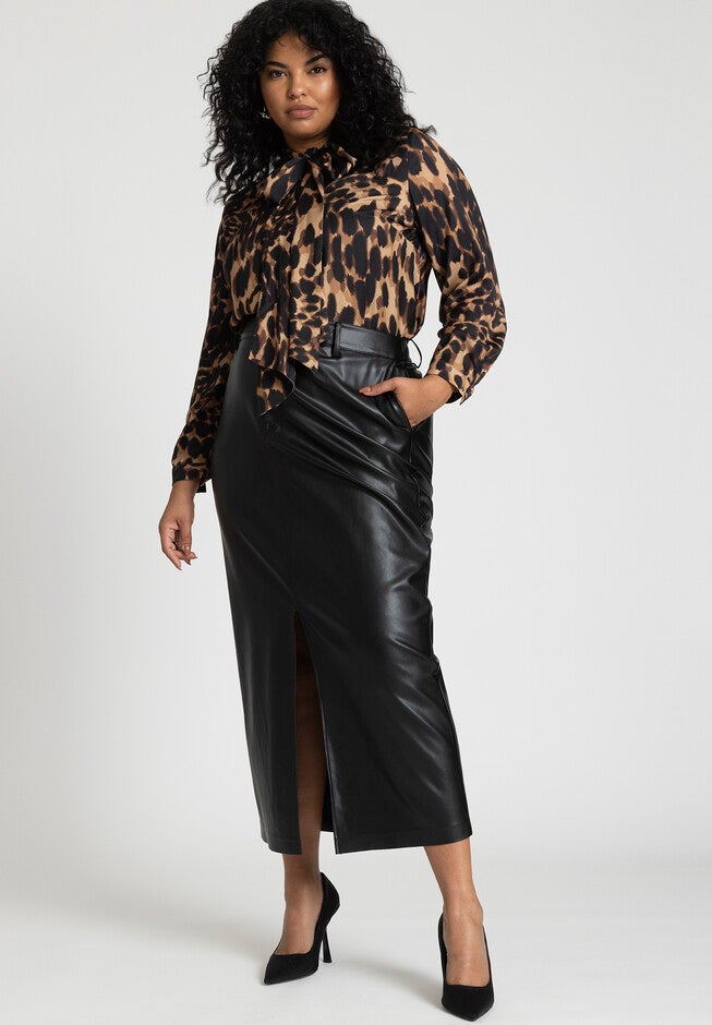 Exaggerated Tie Neck Blouse, , alternate image number null
