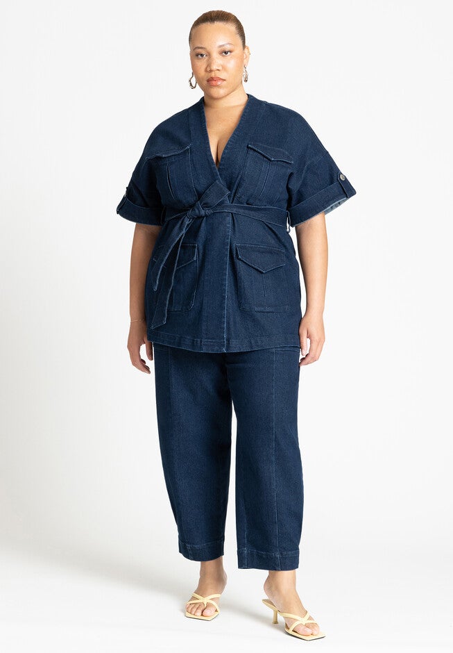 Patch Pocket Denim Jacket, DARK WASH DENIM, alternate image number null