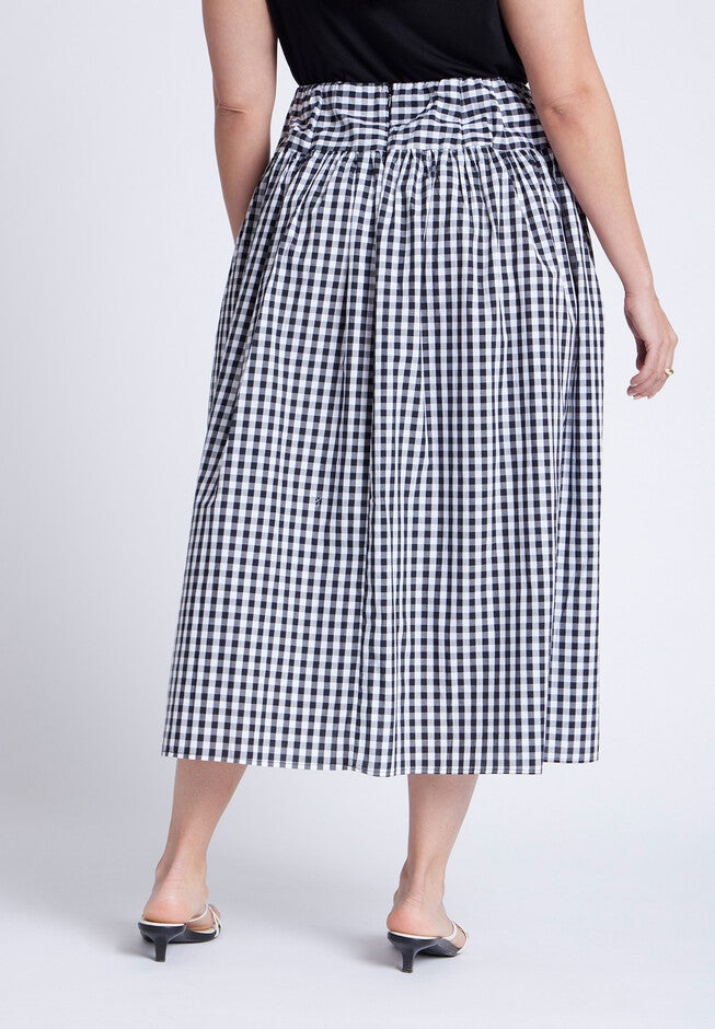 Gingham Full Skirt, BLACK AND WHITE GINGHAM, alternate image number null