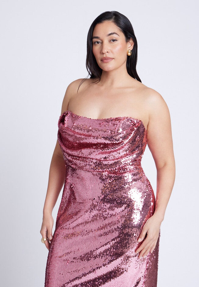 Corset Bodice Sequin Dress, PINK POWER, alternate image number null