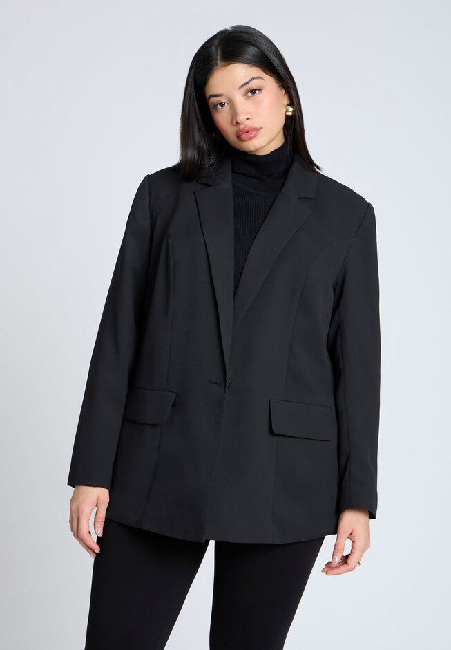 The Fluid Crepe Longline Blazer, BLACK ONYX, hi-res image number null
