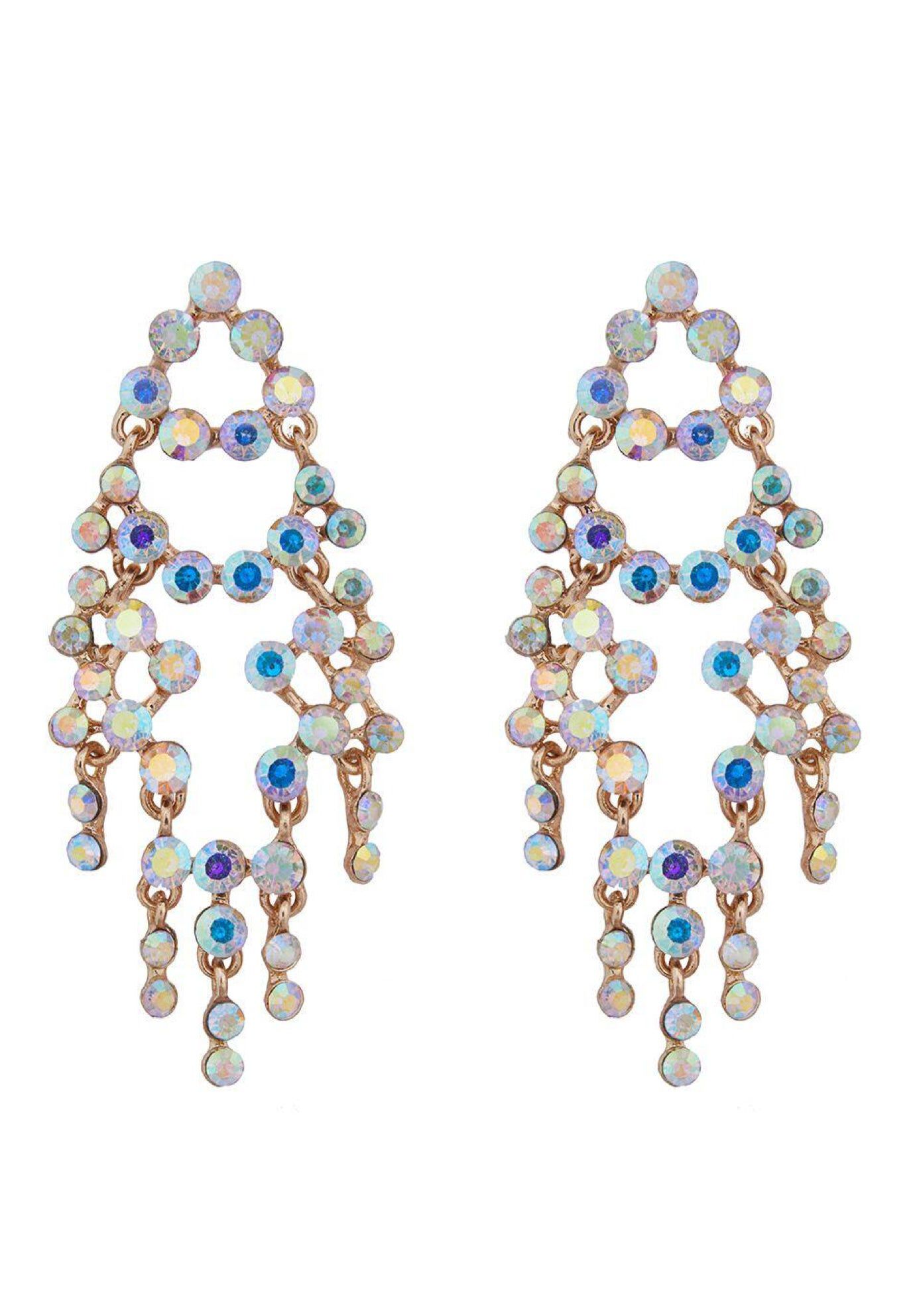 Circle Gem Chandelier Earrings, MULTI + GOLD, hi-res image number 0
