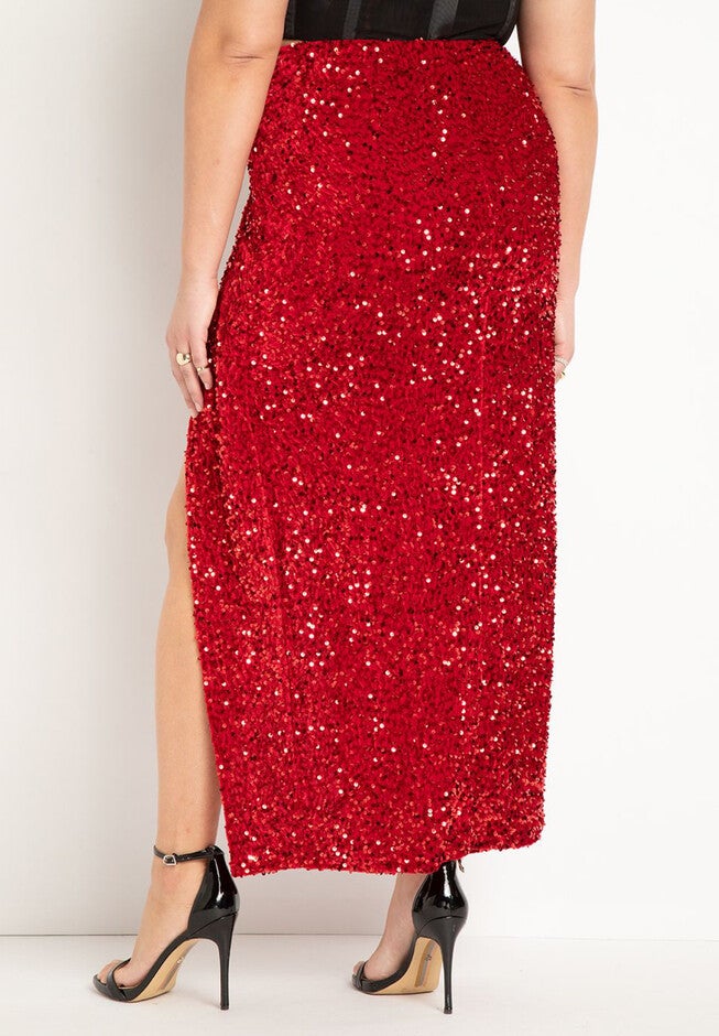 Twist Detail Sequin Maxi Skirt, , alternate image number null