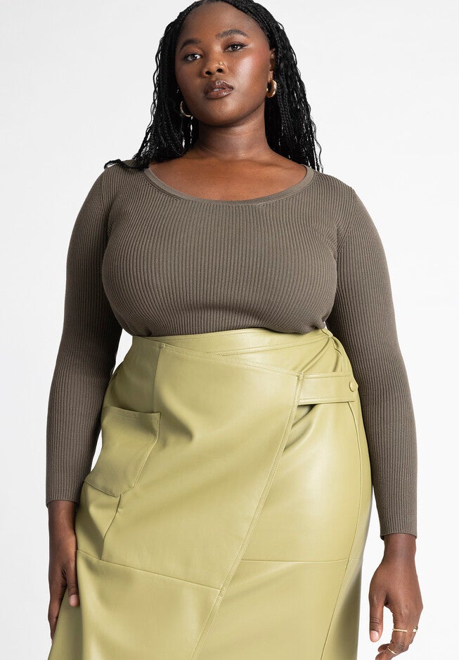 Scoop Neck Knitted Long Sleeve, , alternate image number null