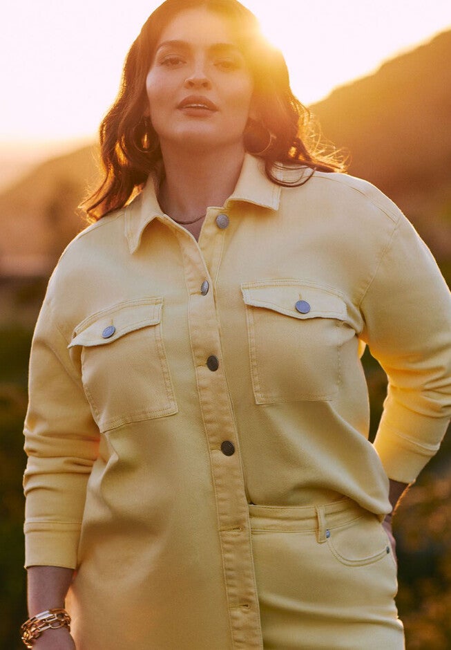 ELOQUII Elements Oversized Shacket With Unfinished Hem, , alternate image number null