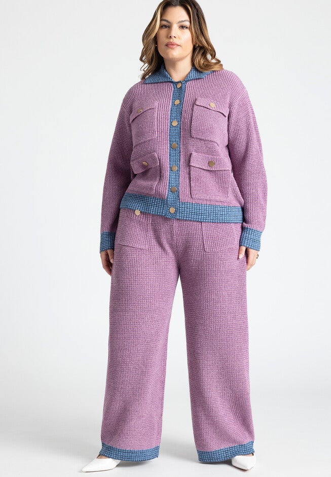 Shimmer Sweater Jacket With Pockets, , alternate image number null
