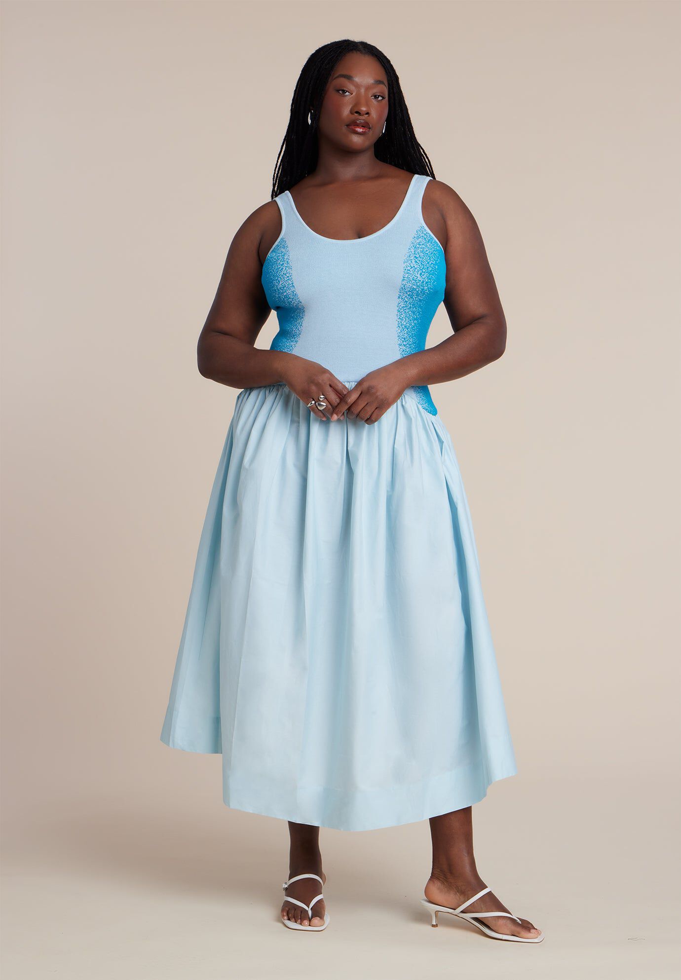 V Neck Flare Denim Dress | ELOQUII
