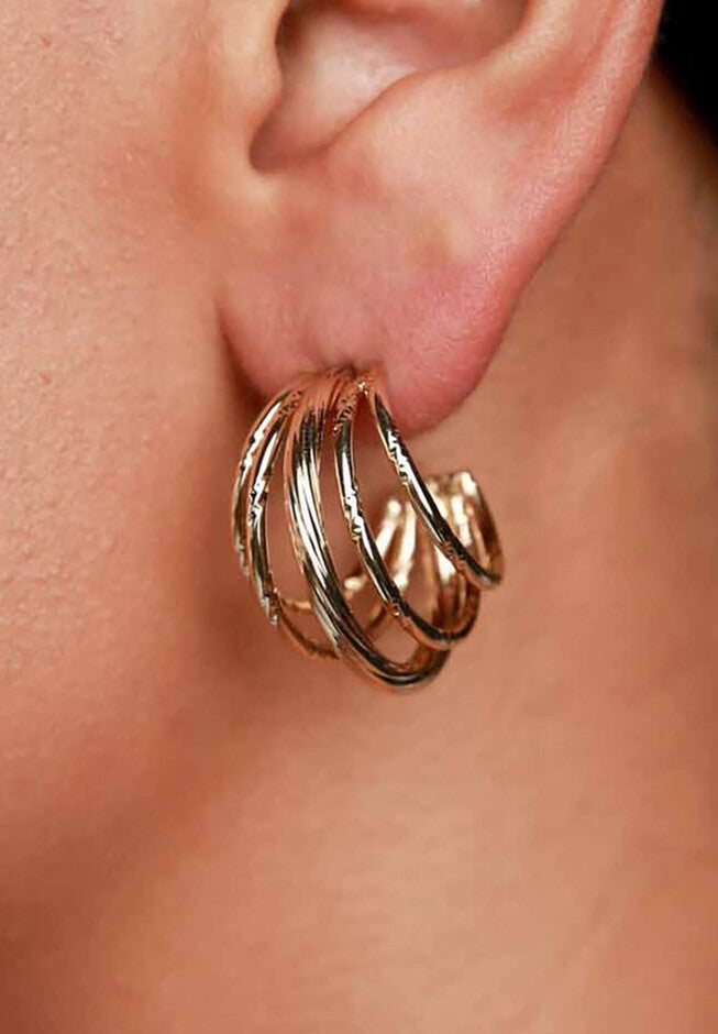 Textured Mini Dora Earrings, GOLD, alternate image number null