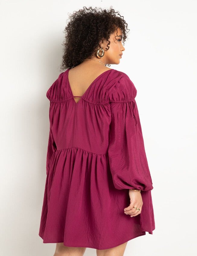Shirred Mini Dress, PURPLE POTION, alternate image number null