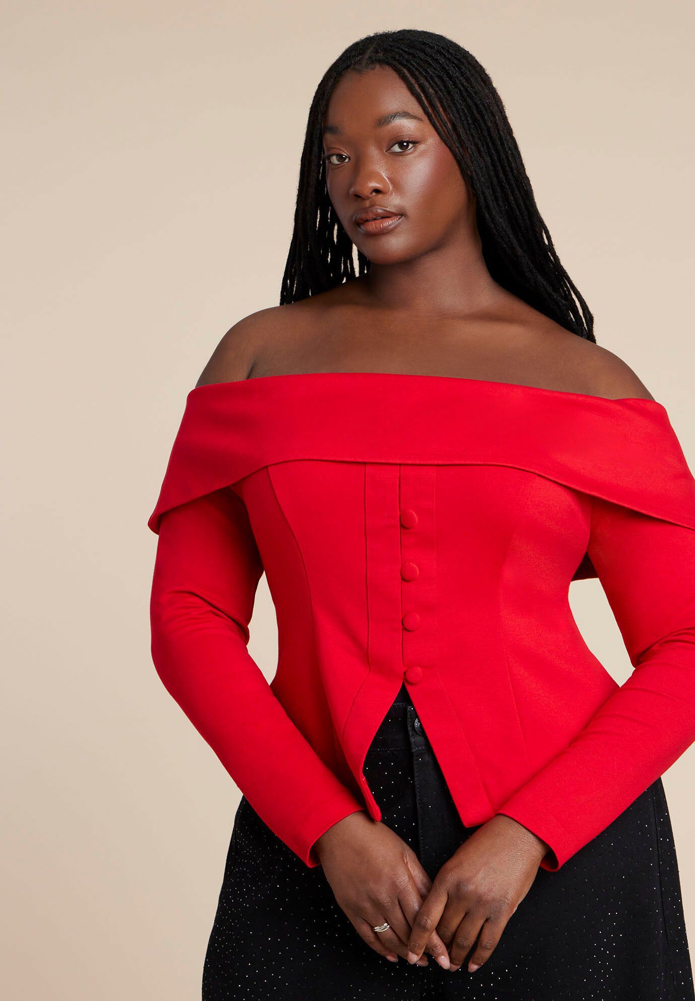 Asymmetric Trapeze Poplin Top | ELOQUII