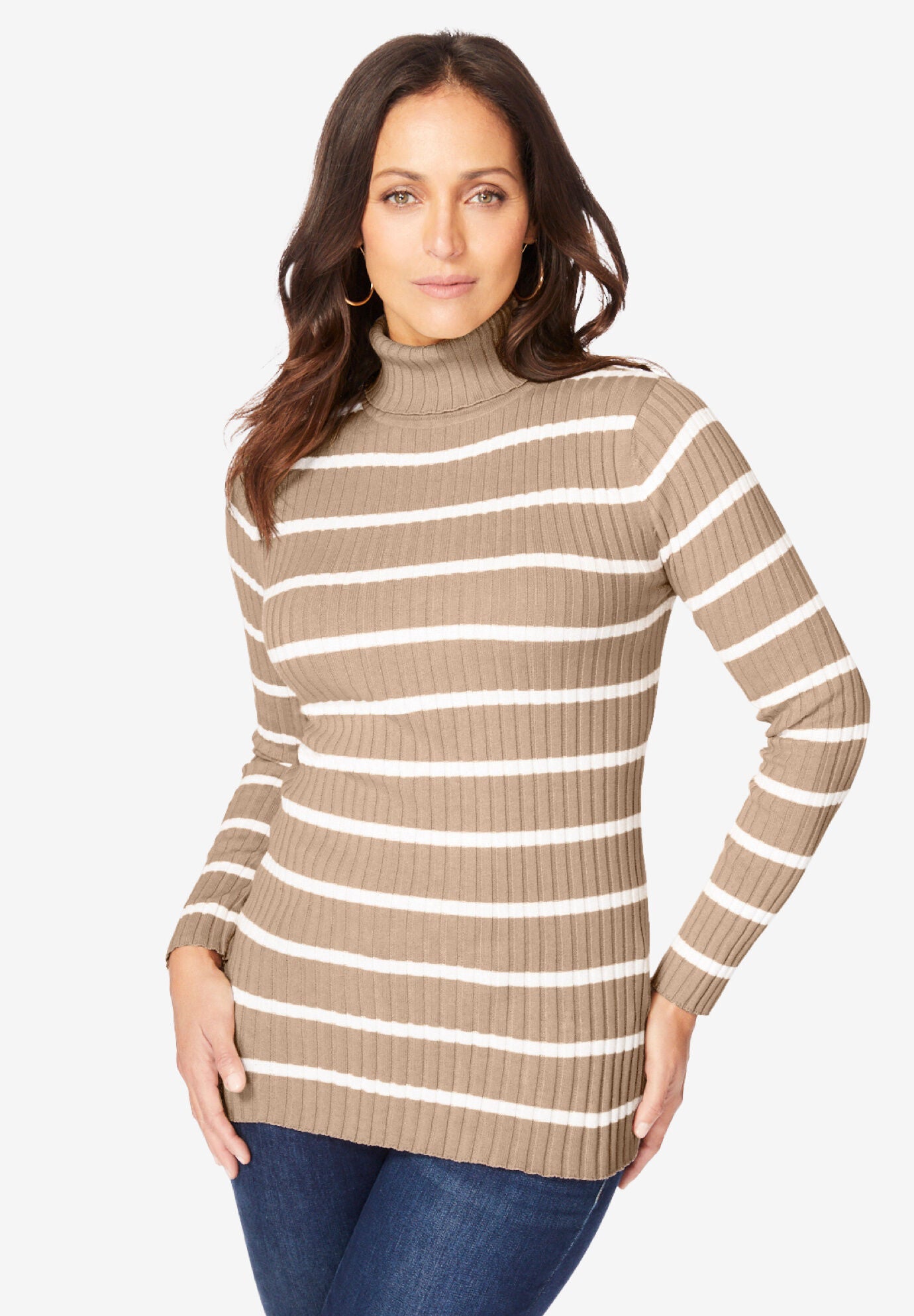 Ribbed Cotton Turtleneck Sweater