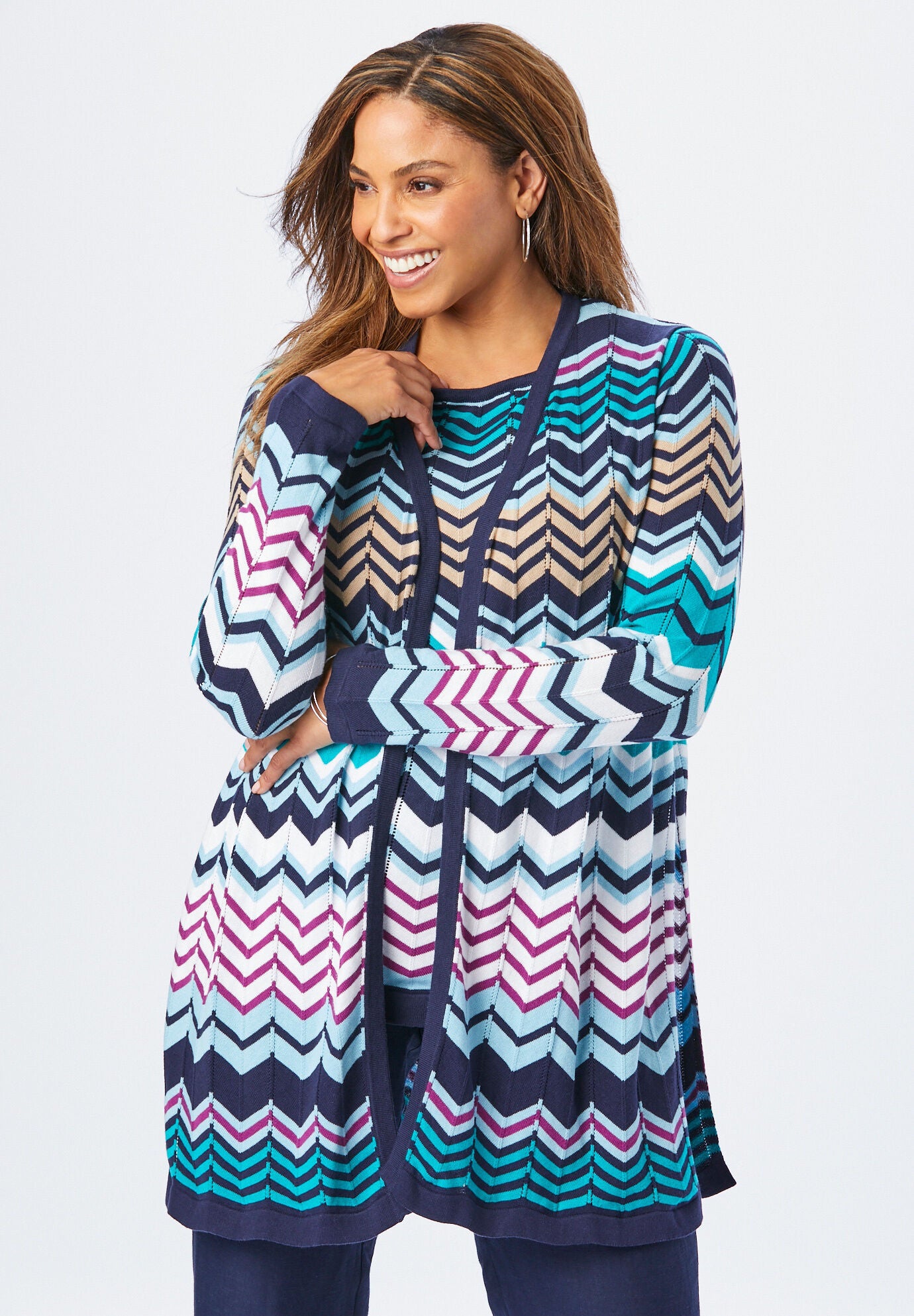 Chevron Cardigan, MULTI CHEVRON, hi-res image number 0