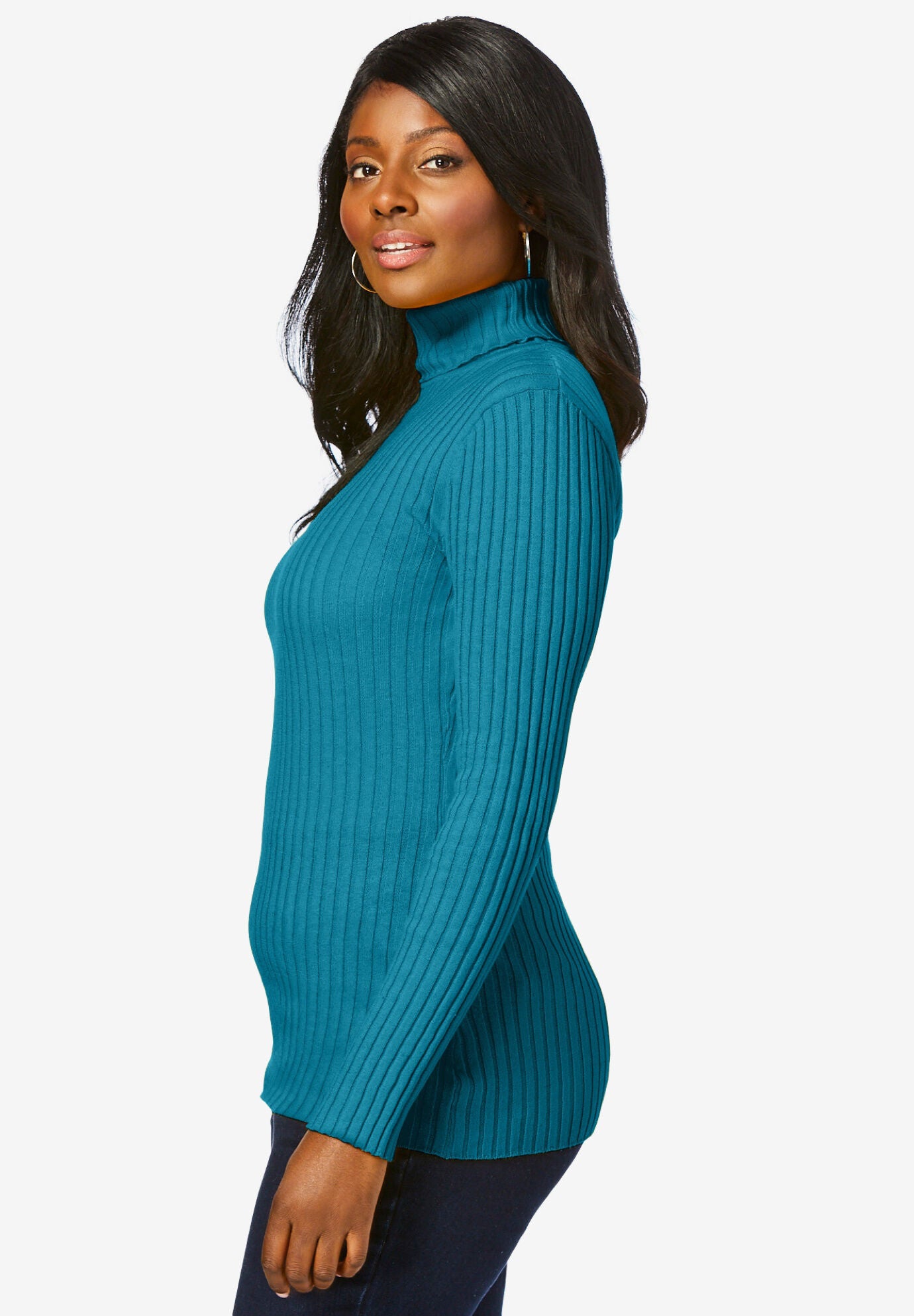 Ribbed Cotton Turtleneck Sweater Eloquii