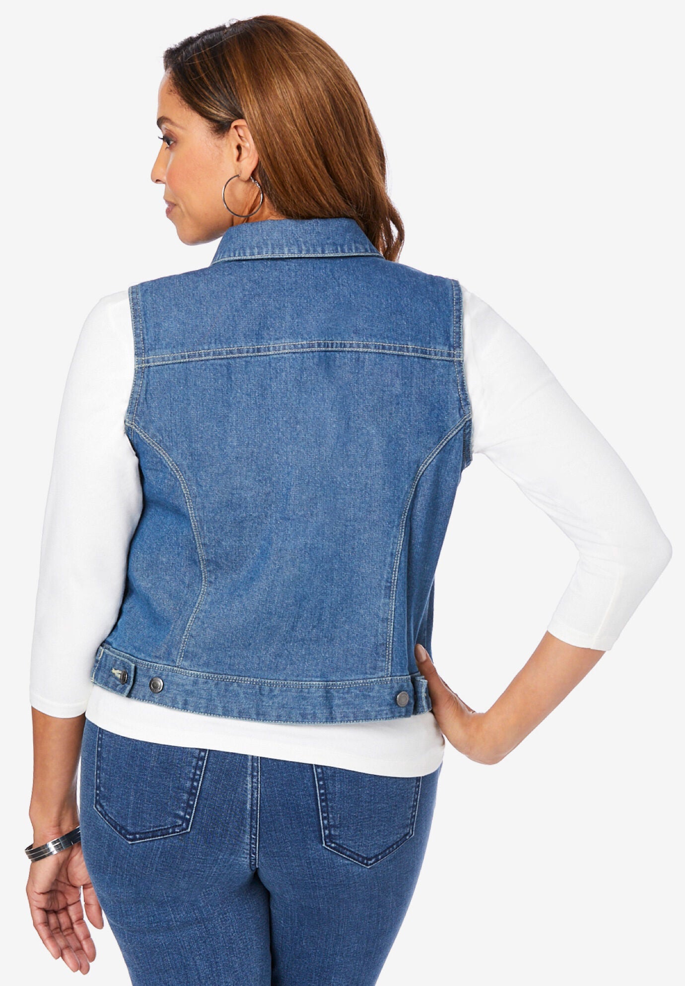 Cropped Denim Vest, , on-hover image number 1