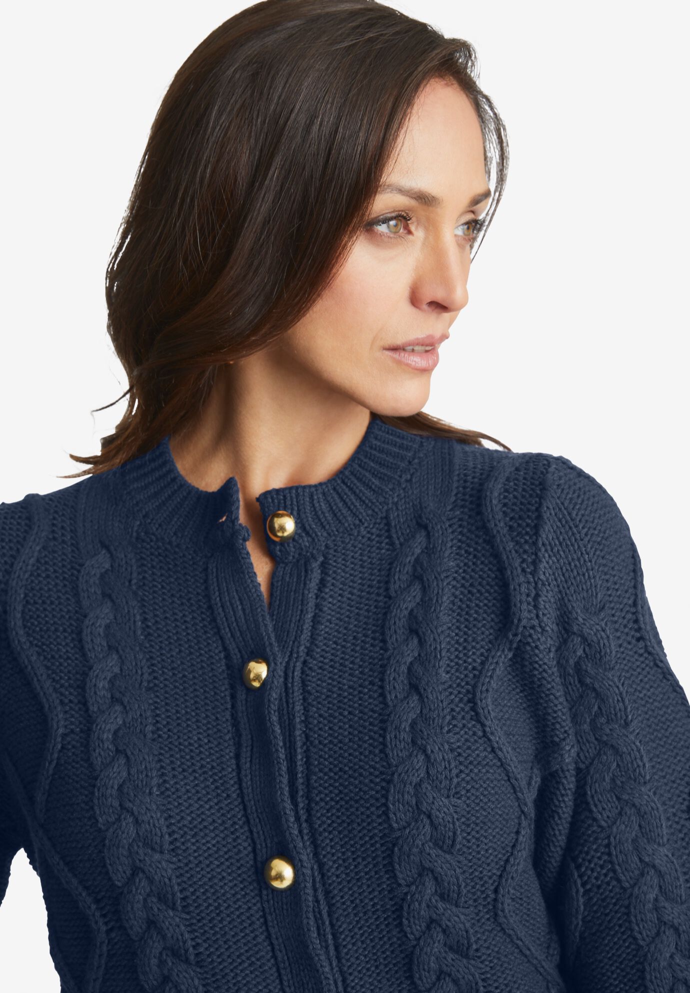 Button Front Cable Cardigan