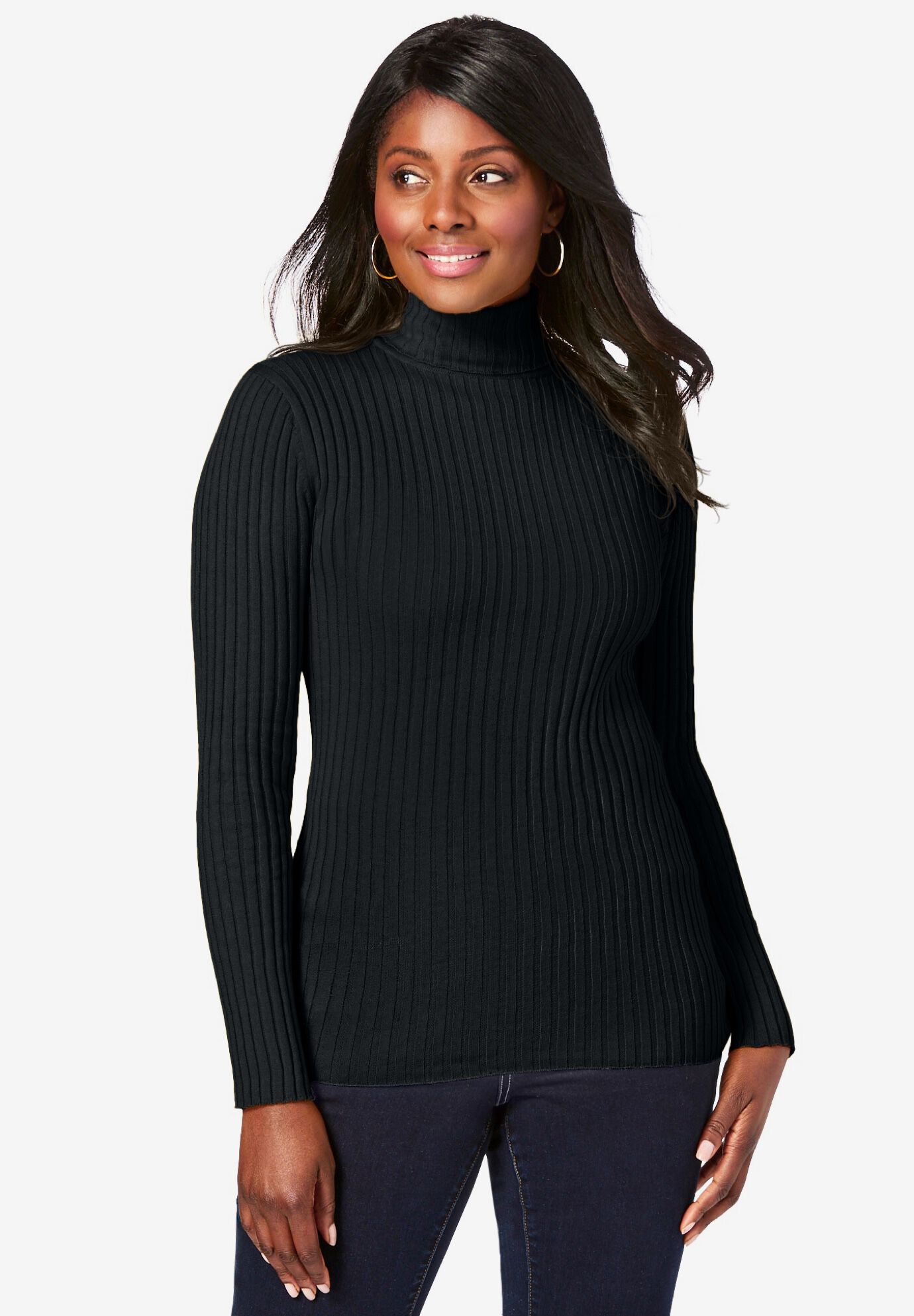 Cotton black turtleneck sweater deals