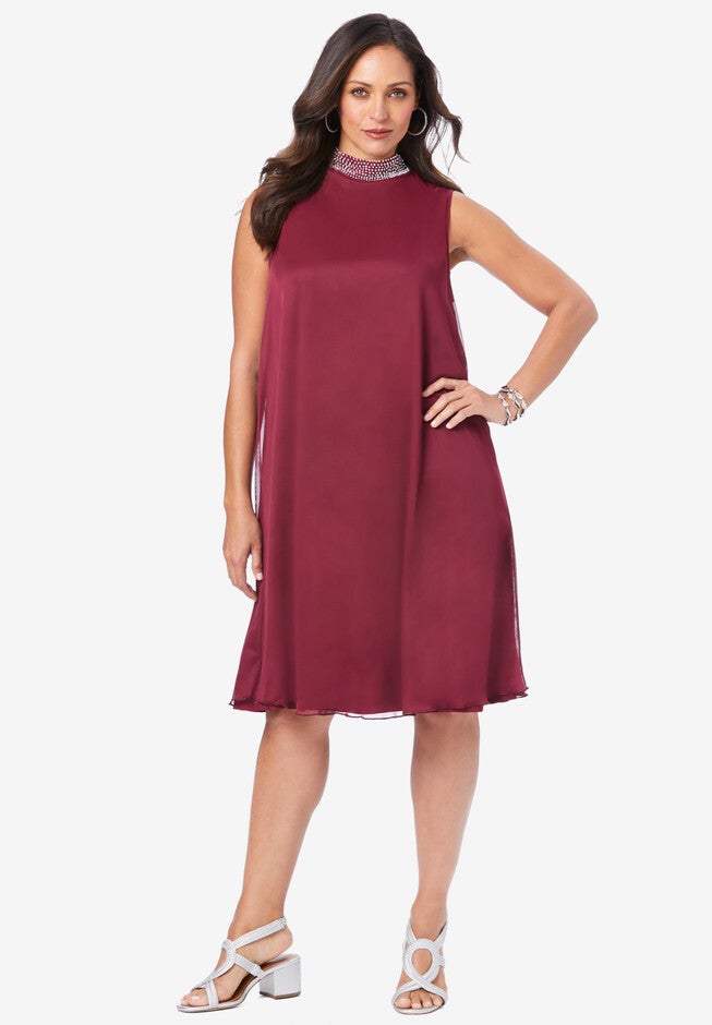 Beaded Mockneck Trapeze Dress | ELOQUII Beaded Mockneck Trapeze Dress | ELOQUII