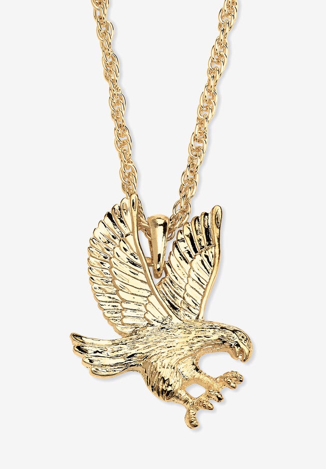 Gold Tone Eagle Charm Pendant with 24 inches Chain, GOLD, hi-res image number null