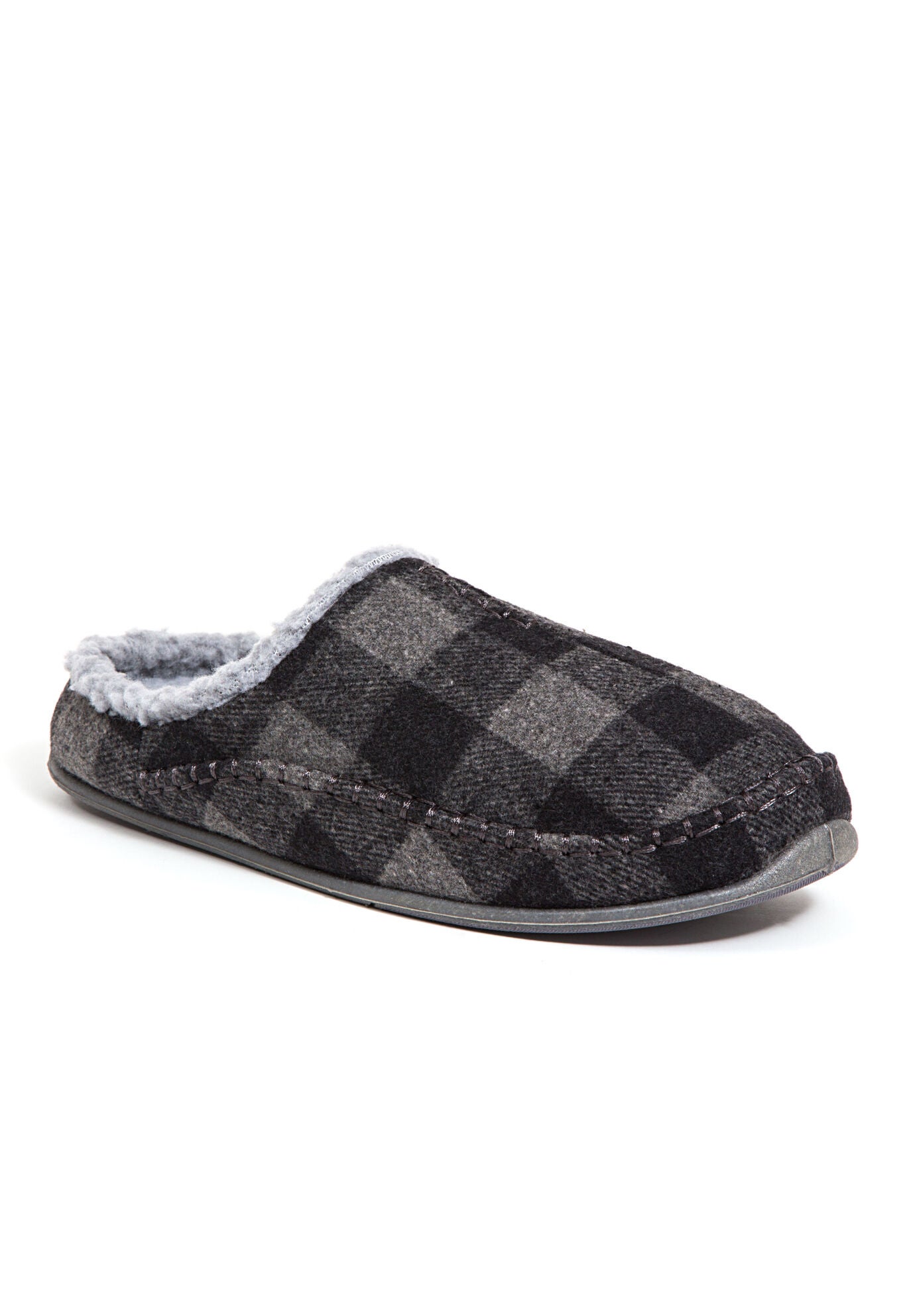 Nordic Plaid Indoor/Outdoor Slippers, GREY BLACK, hi-res image number 0