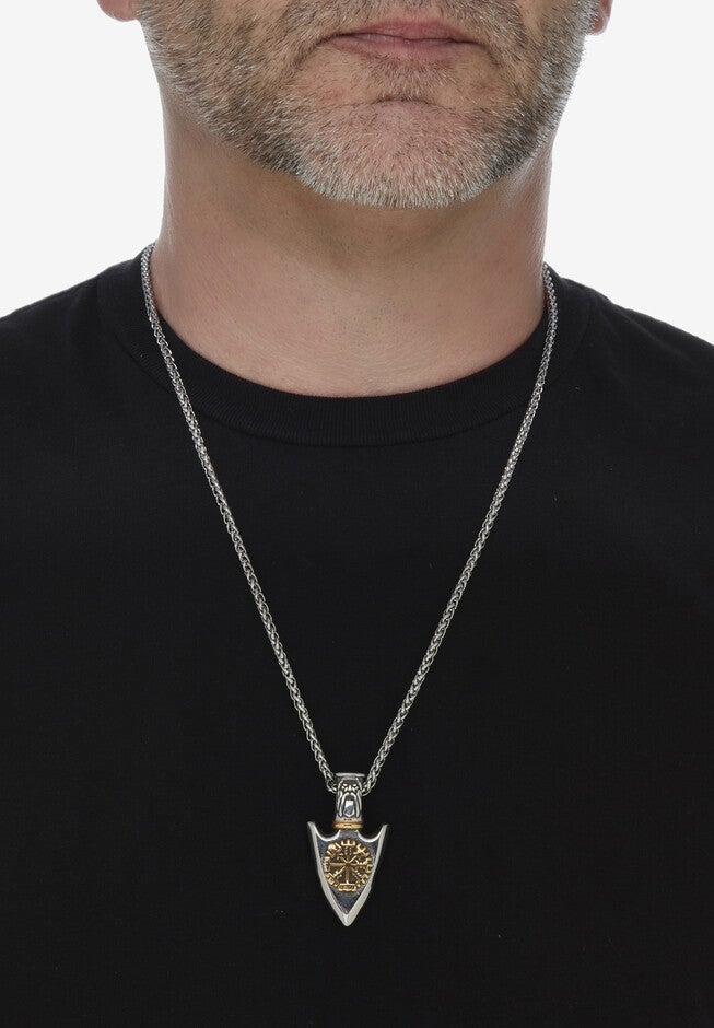 Men'S Yellow Gold Ion-Plated Stainless Steel Viking Arrowhead Pendant Necklace Jewelry, , alternate image number 2