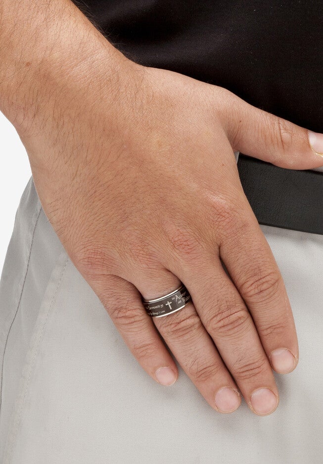 Stainless Steel Enamel Serenity Prayer Ring (9.5Mm), , alternate image number 3