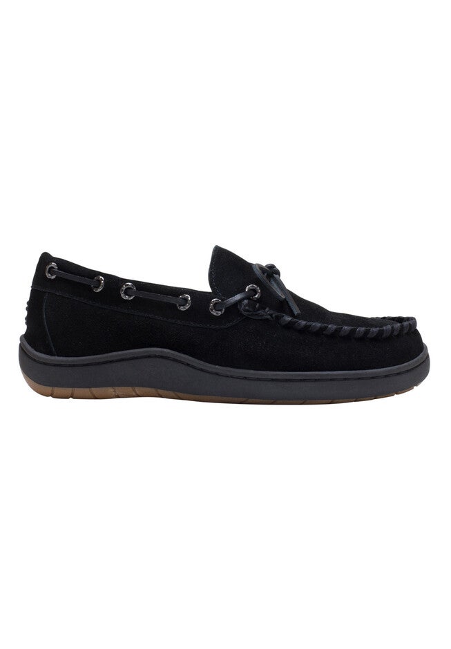 L.B. Evans Therman TEMPUR-Cloud Moccasin Slippers, BLACK, hi-res image number 0