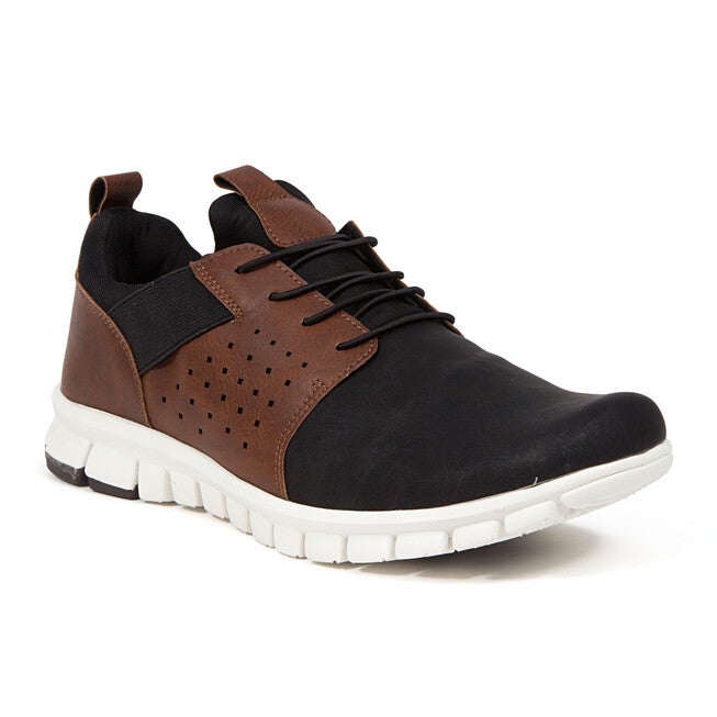 NoSoX® Betts Flexible Sole Bungee Lace Slip-On Oxford Hybrid Casual Sneaker, BLACK BROWN, hi-res image number 0