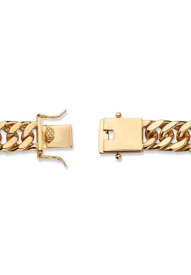 Yellow Gold-Plated Link 8 inches Bracelet with Sapphire and Cubic Zirconia Accents, , on-hover image number null