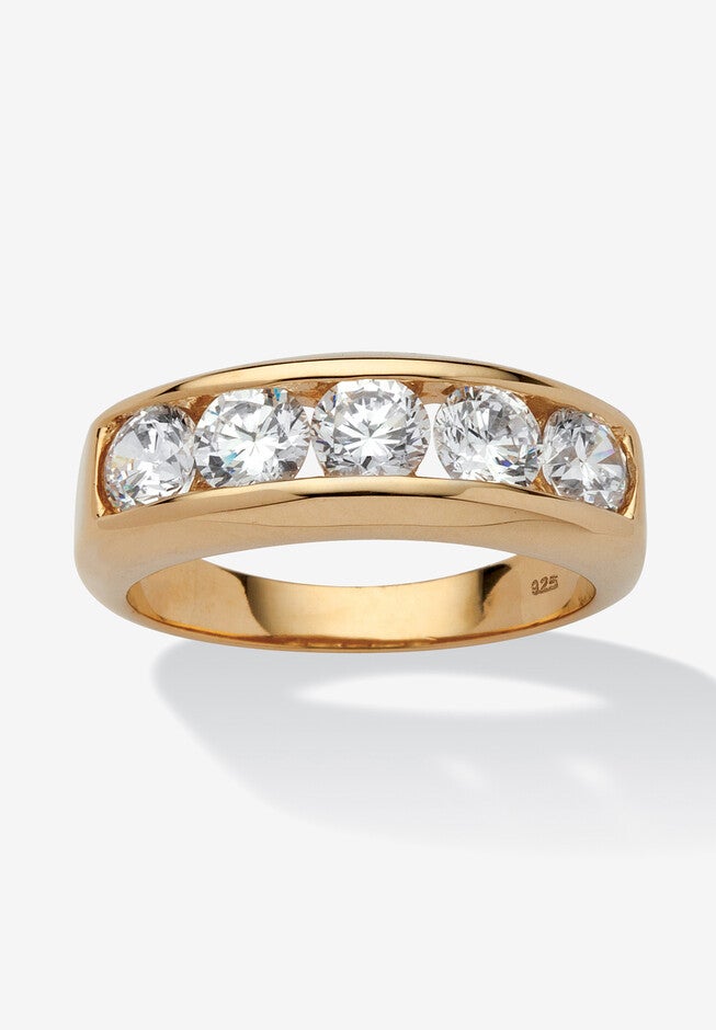 Men's 2.50 TCW CZ Wedding Band in Gold-Plated Sterling Silver, GOLD, hi-res image number null
