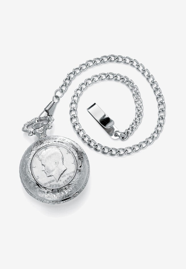 Silvertone JFK Bicentennial Watch with 13 inches Chain, WHITE, hi-res image number null