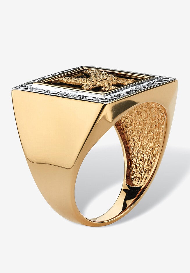 Men's 14K Gold over Silver Diamond Accent and Onyx Eagle Ring, , on-hover image number 1