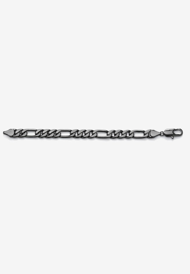 Men's Black Ruthenium Plated Figaro Link Bracelet (11mm), 9 inches, , alternate image number null