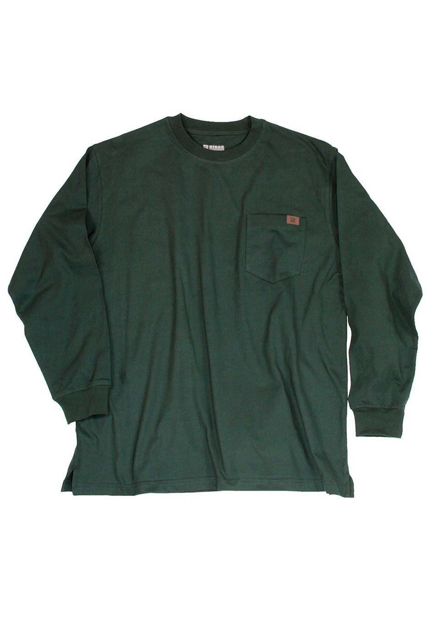 Long-Sleeve Cotton Tee with Pocket, FOREST GREEN, hi-res image number 0