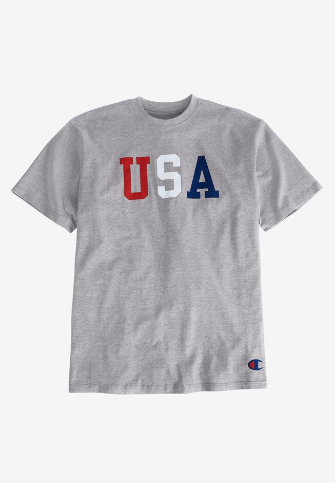 USA Graphic Tee by Champion®, HEATHER GREY, hi-res image number 0