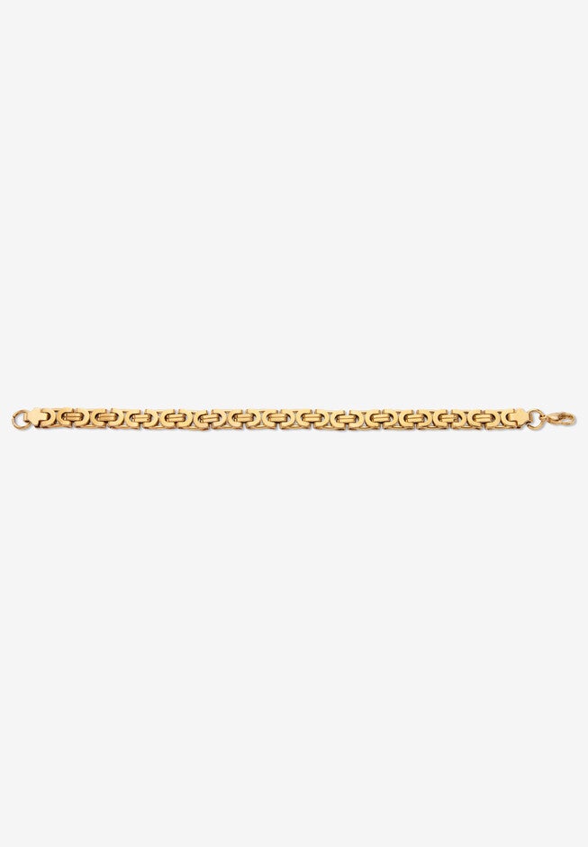 Men's Yellow Gold Ion Plated Stainless Steel Byzantine Link Bracelet 9 Inches, , alternate image number 3