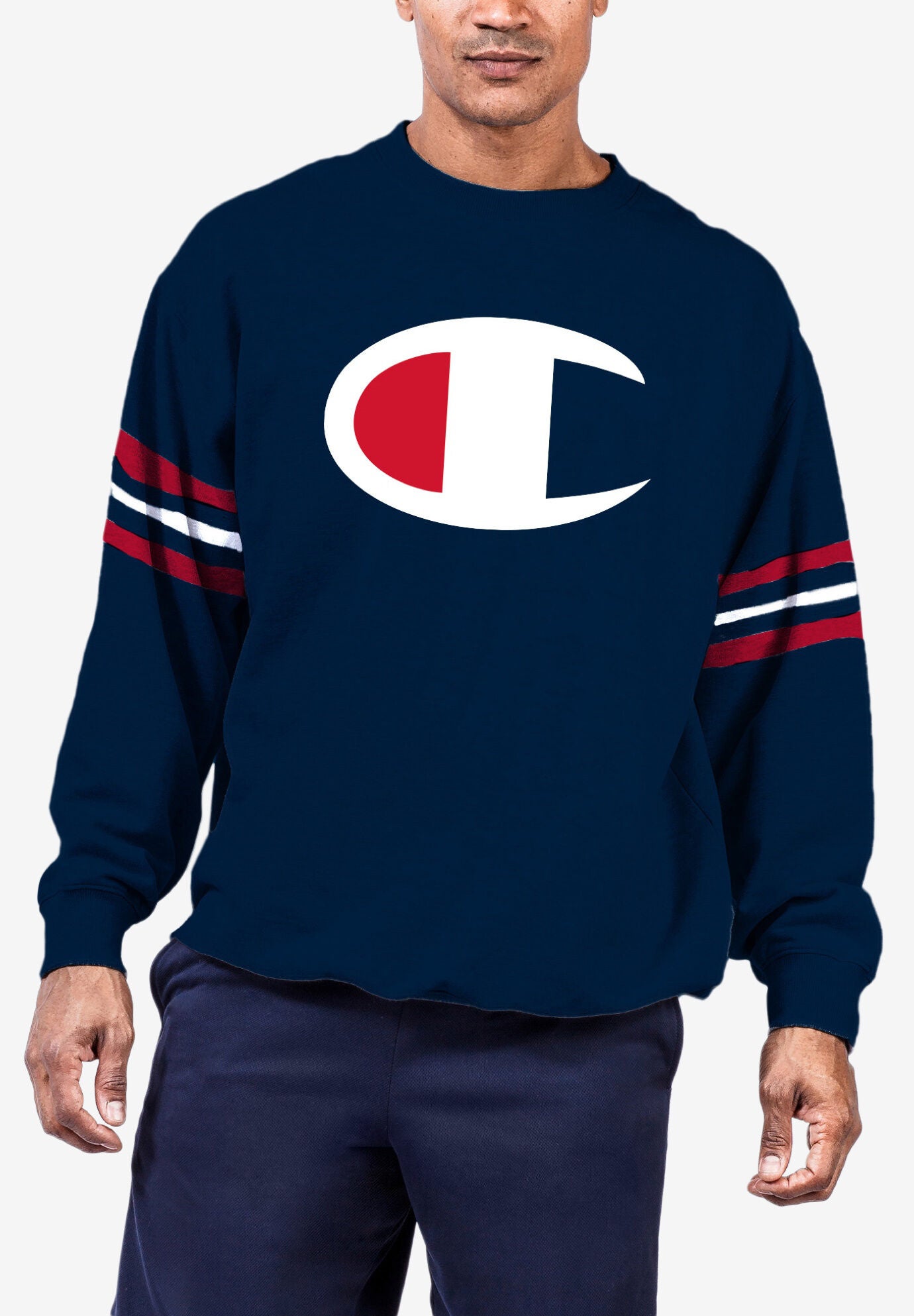 CHAMPION&reg; LONG SLEEVE FRENCH TERRY TOP, NAVY, hi-res image number 0
