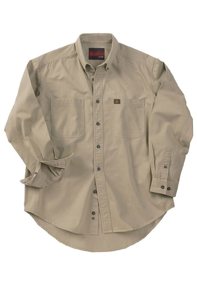 Riggs Workwear Long-Sleeve Cotton Work Shirt, KHAKI, hi-res image number 0