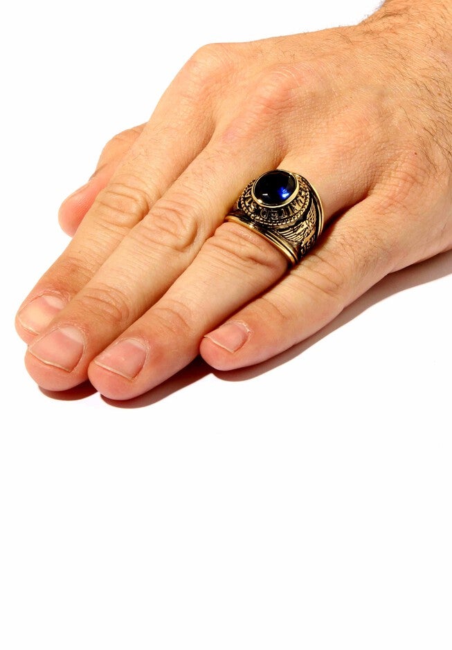 Gold-Plated Sapphire Navy Ring