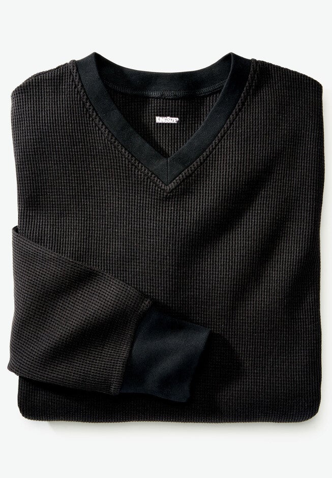 Heavyweight Thermal V-Neck Underwear Shirt, BLACK, hi-res image number null