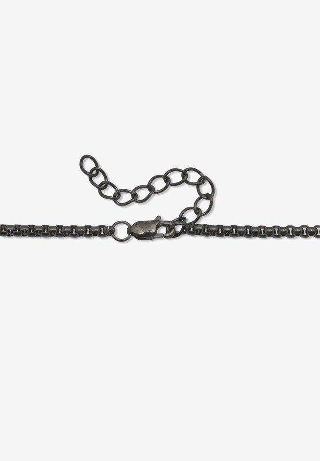 Men'S Black Ion-Plated Stainless Steel Dog Tag Pendant Cross Necklace 26 Inch Jewelry, , on-hover image number 1