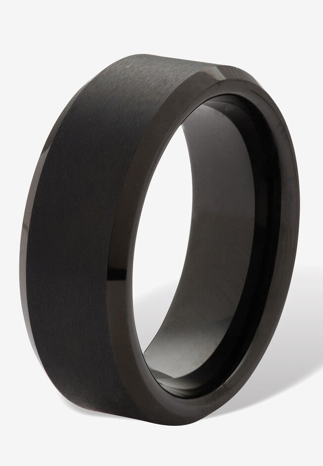 Men's Black Tungsten Matte Finish Ring (8Mm), , on-hover image number null