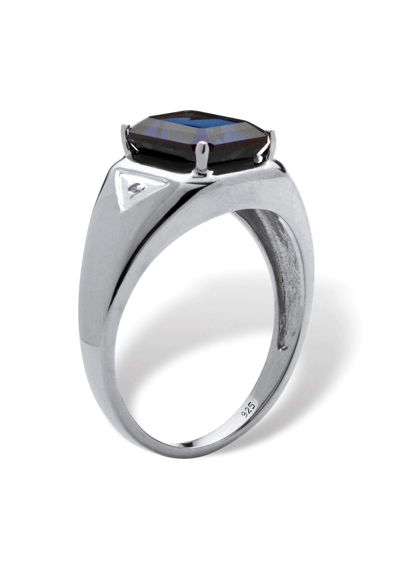 Platinum Over Sterling Silver Sapphire and Diamond Accent Ring, , on-hover image number 1
