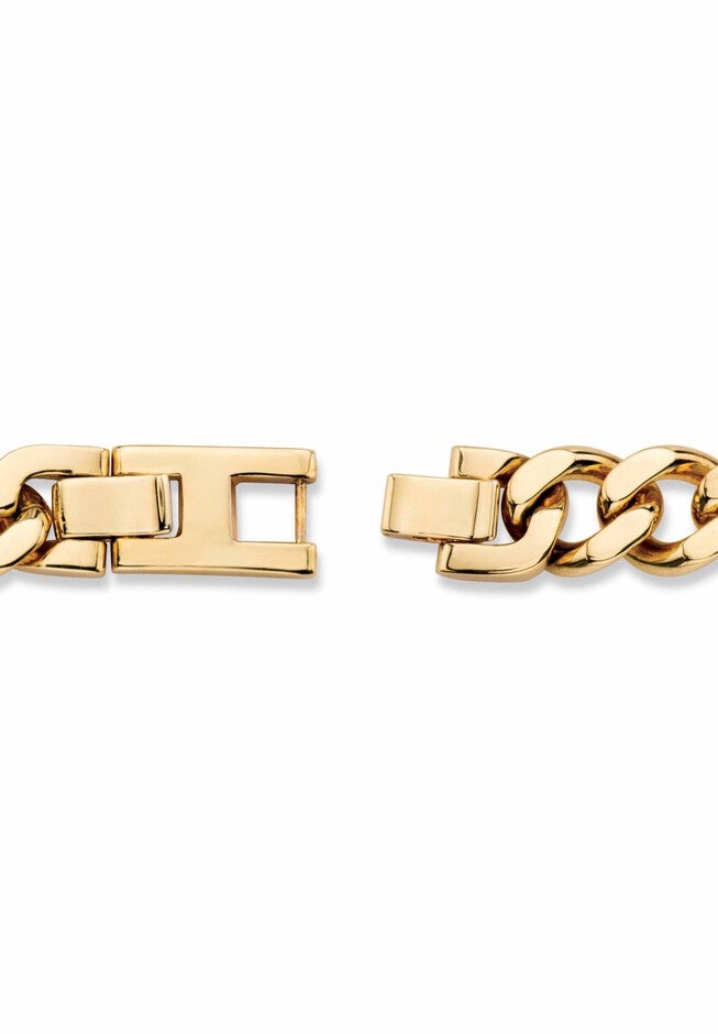 9 inches Gold-Plated Round Genuine Diamond Cross Curb-Link Bracelet, , on-hover image number 1