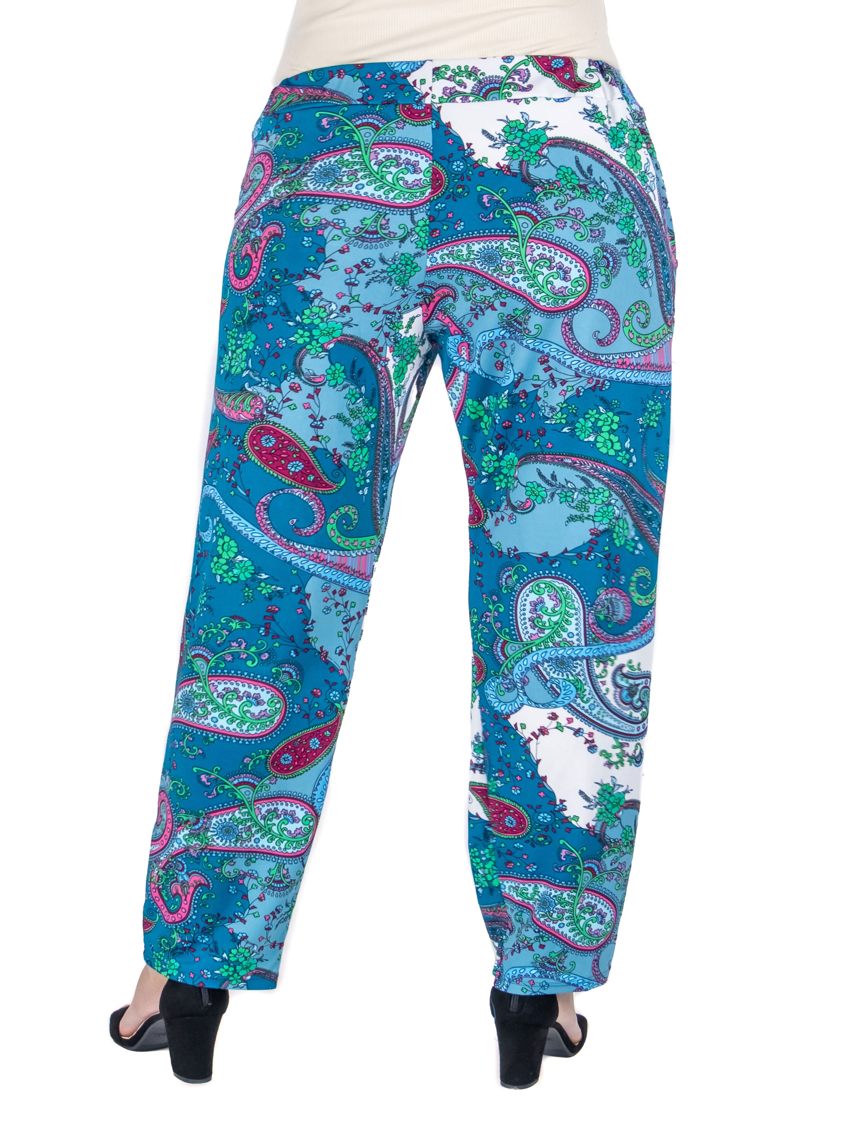 Paisley Stretch Waist Plus Size Trouser Pants Pockets, , alternate image number 1